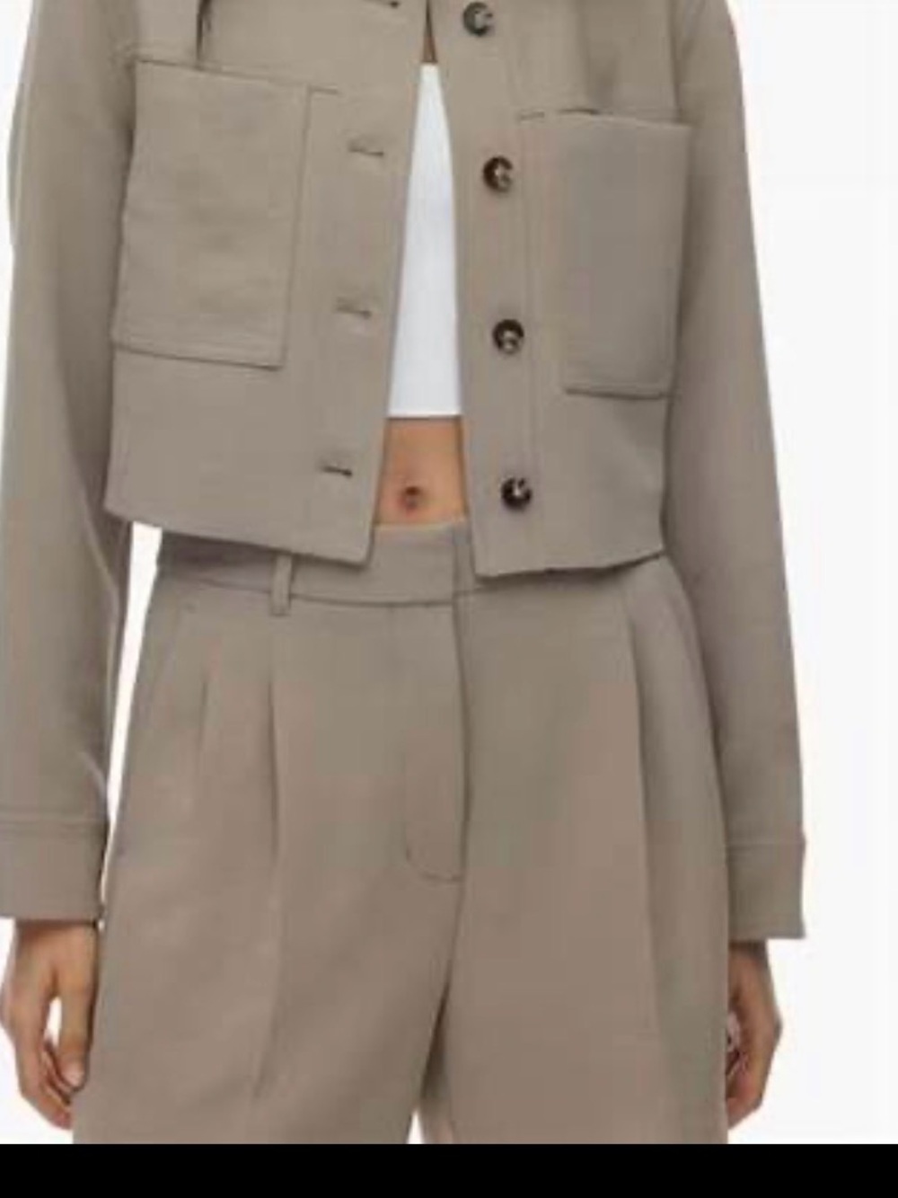 Aritzia Wilfred Cropped Button-Front Jacket in Nomad Taupe company NWT - Picture 3 of 6